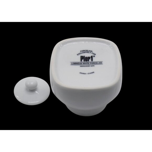 Pier 1 Imports Luminous White Porcelain Creamer & Sugar Bowl Set VGC - Picture 8 of 8